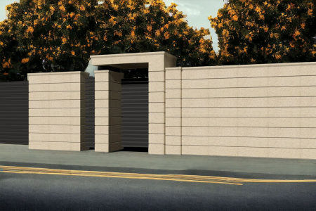 Element stâlp intermediar din piatră naturală, semiîncastrat pentru gard - Colecția PALMYRE [7]