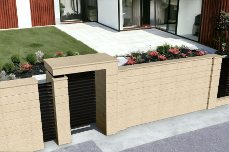 Element stâlp intermediar din piatră naturală, semiîncastrat pentru gard - Colecția PALMYRE [2]