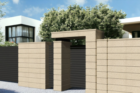 Element stâlp intermediar din piatră naturală, semiîncastrat pentru gard - Colecția PALMYRE [5]