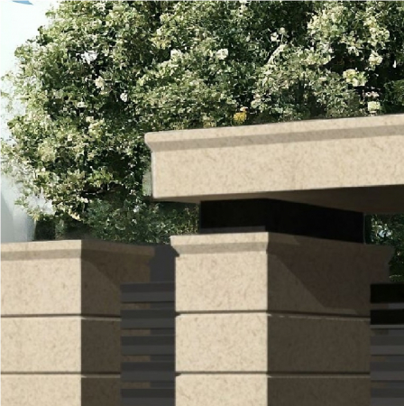 Element stâlp intermediar din piatră naturală, semiîncastrat pentru gard - Colecția PALMYRE [1]