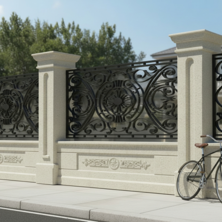 Element stâlp intermediar din piatră naturală pentru gard - Colecția LOUIS