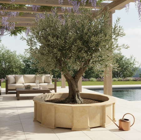 Ghivece din piatră naturală - Ghiveci octogonal din piatră naturală