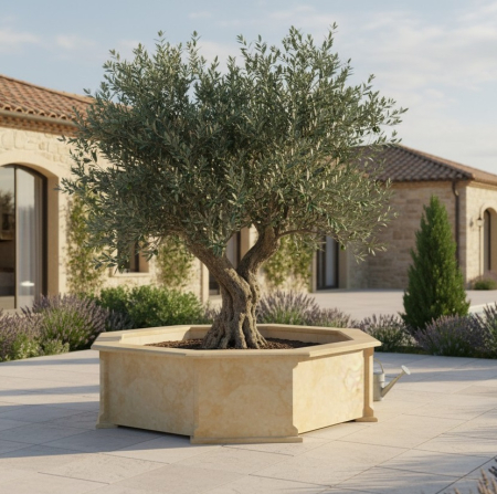 Ghivece din piatră naturală - Ghiveci hexagonal din piatră naturală