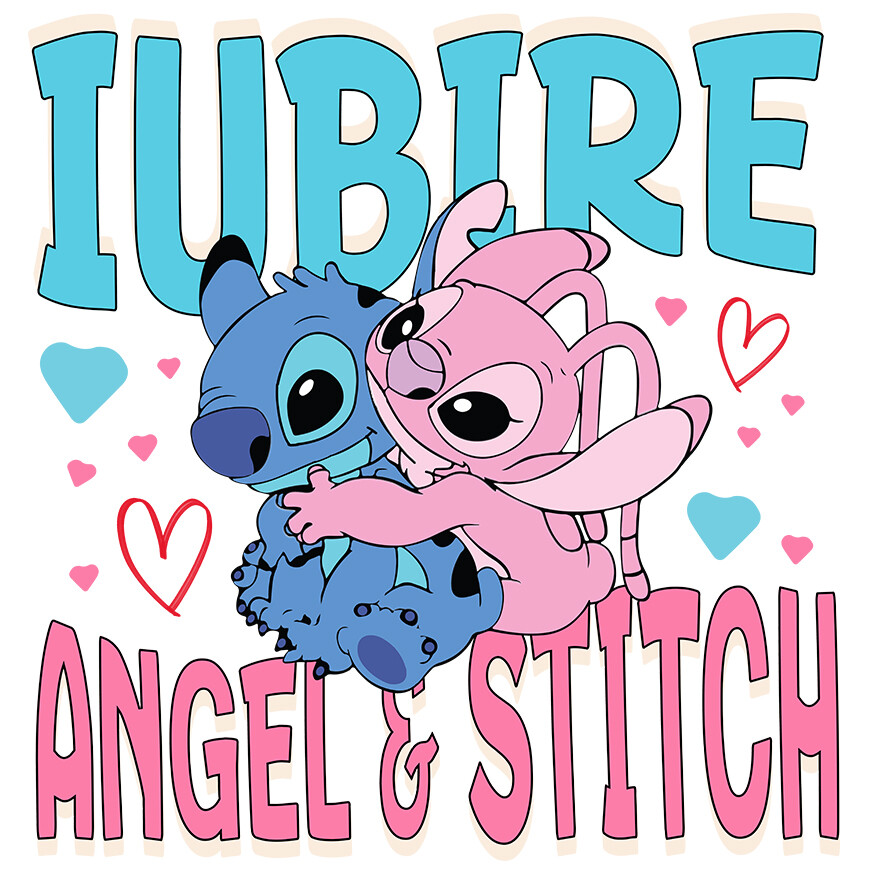 Desene Animate - Sticker Cu Angel si Stitch - Poveste de Iubire Adeziv, Vinyl,  cu Margini Albe, PVC Vinyl 