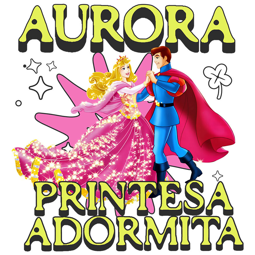 Desene Animate - Sticker Cu Aurora si Printul – Noaptea Dansului Magic Adeziv, Vinyl,  cu Margini Albe, PVC Vinyl