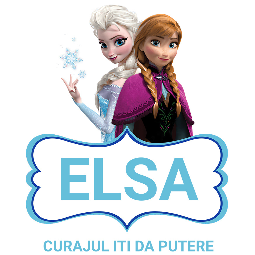 Sticker Personalizat - Sticker Cu Frozen - Elsa Magie de surori Adeziv, Vinyl,  cu Margini Albe, PVC Vinyl