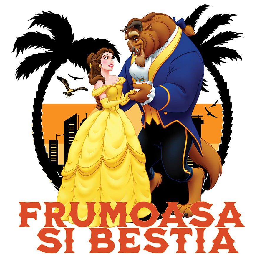 Sticker Personalizat - Sticker Cu Frumoasa si Bestia - Sub Magia Dansului Adeziv, Vinyl,  cu Margini Albe, PVC Vinyl 