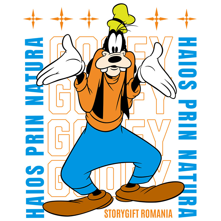 Desene Animate - Sticker Cu Goofy si Povesti de Neuitat Adeziv, Vinyl,  cu Margini Albe, PVC Vinyl