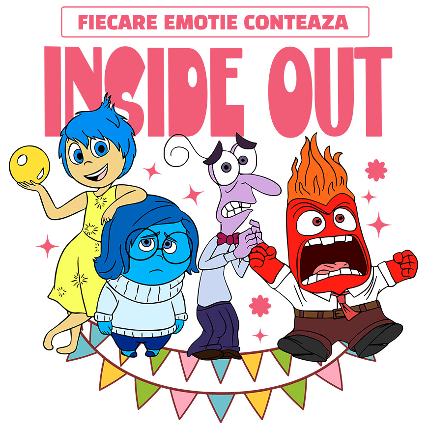 Desene Animate - Sticker Cu Inside Out – aventuri emotionale Adeziv, Vinyl,  cu Margini Albe, PVC Vinyl
