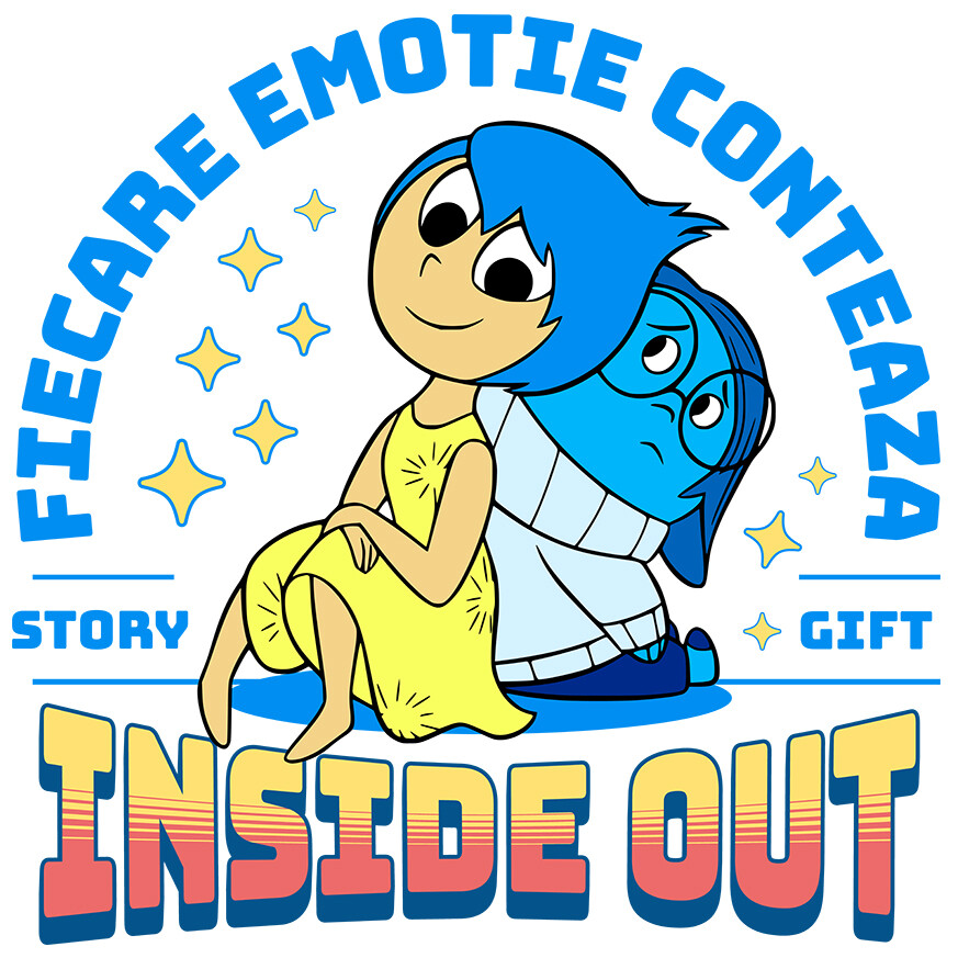 Sticker Personalizat - Sticker Cu Joy si Sadness – echilibrul perfect Adeziv, Vinyl,  cu Margini Albe, PVC Vinyl 