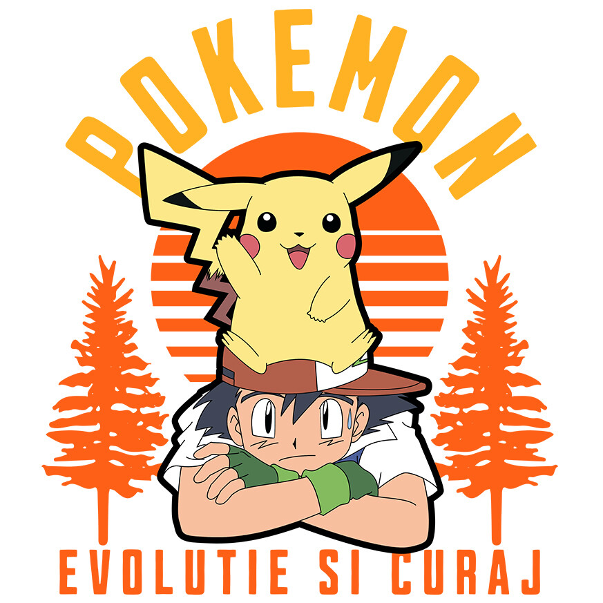 Sticker Personalizat - Sticker Cu Ash Ketchum si Pokemon: Prietenii pentru Totdeauna Adeziv, Vinyl,  cu Margini Albe, PVC Vinyl 
