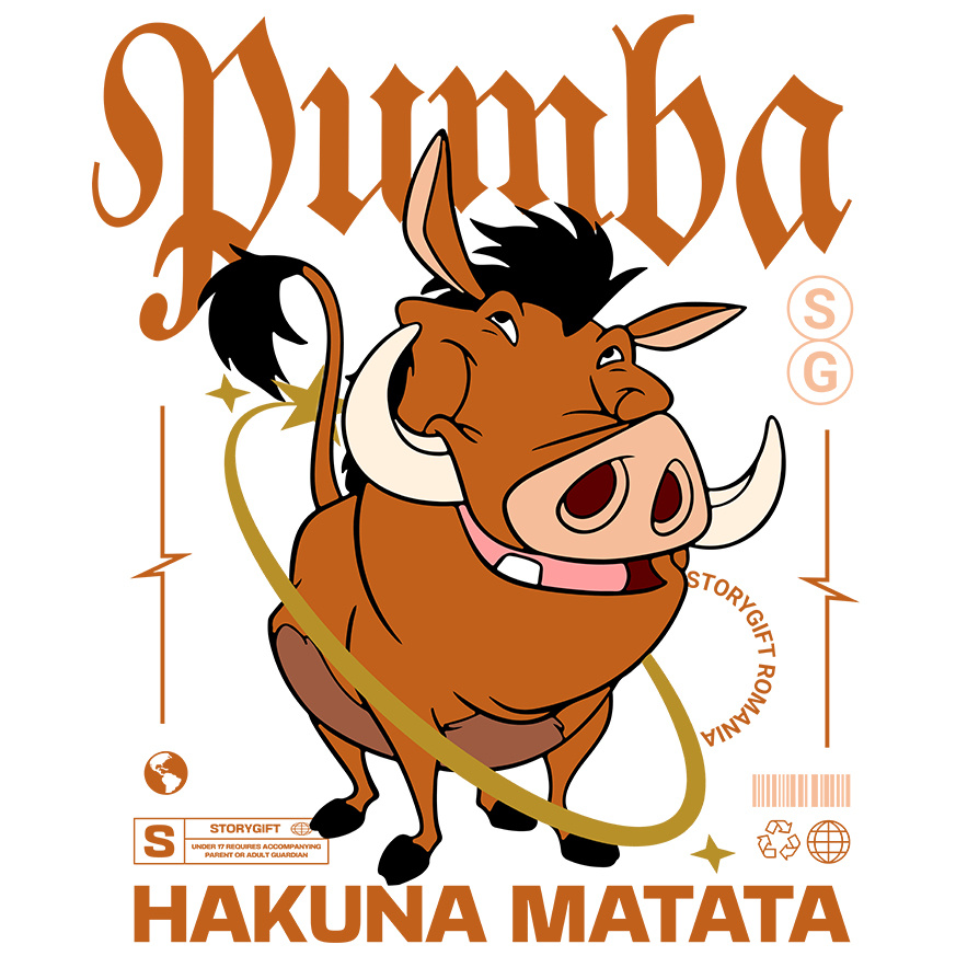 Sticker Personalizat - Sticker Cu Pumba – Prietenul cu Inima Mare Adeziv, Vinyl,  cu Margini Albe, PVC Vinyl