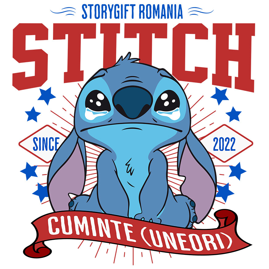 Sticker Personalizat - Sticker Cu Stitch si Momentele Fericite Adeziv, Vinyl,  cu Margini Albe, PVC Vinyl