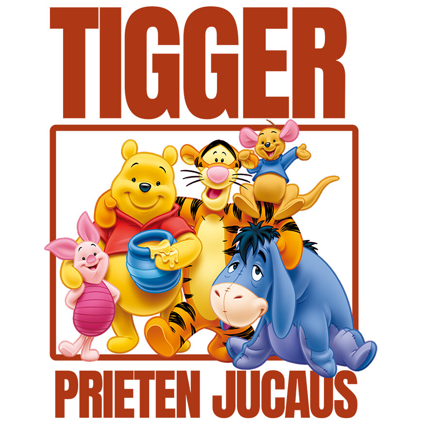 Sticker Personalizat - Sticker Cu Tigger și Prietenii: Echipa Perfecta Adeziv, Vinyl,  cu Margini Albe, PVC Vinyl 