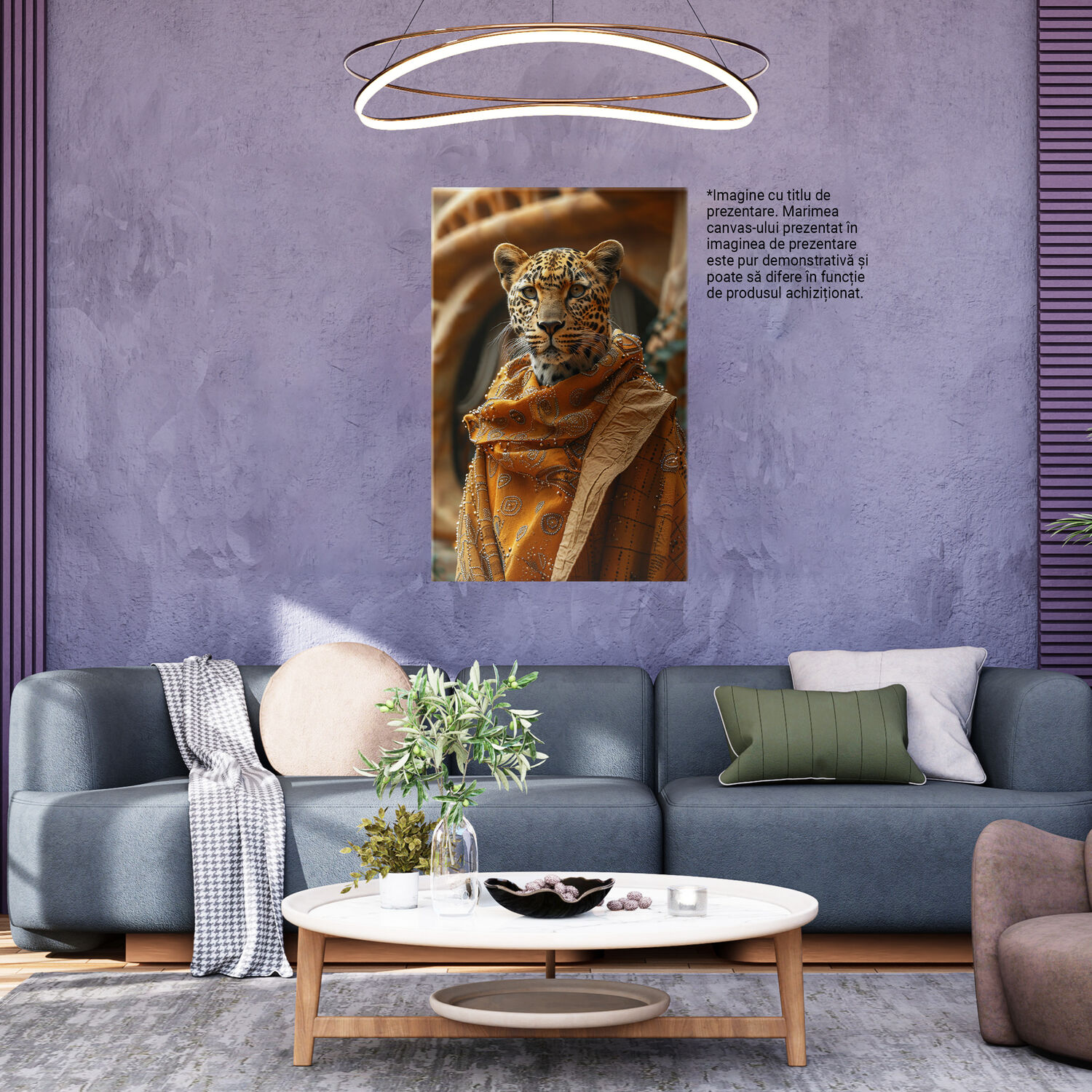 Tablou Canvas Leopard Îmbrăcat în Robă Aurie cu Mărgele, Marime 40x25CM [3]