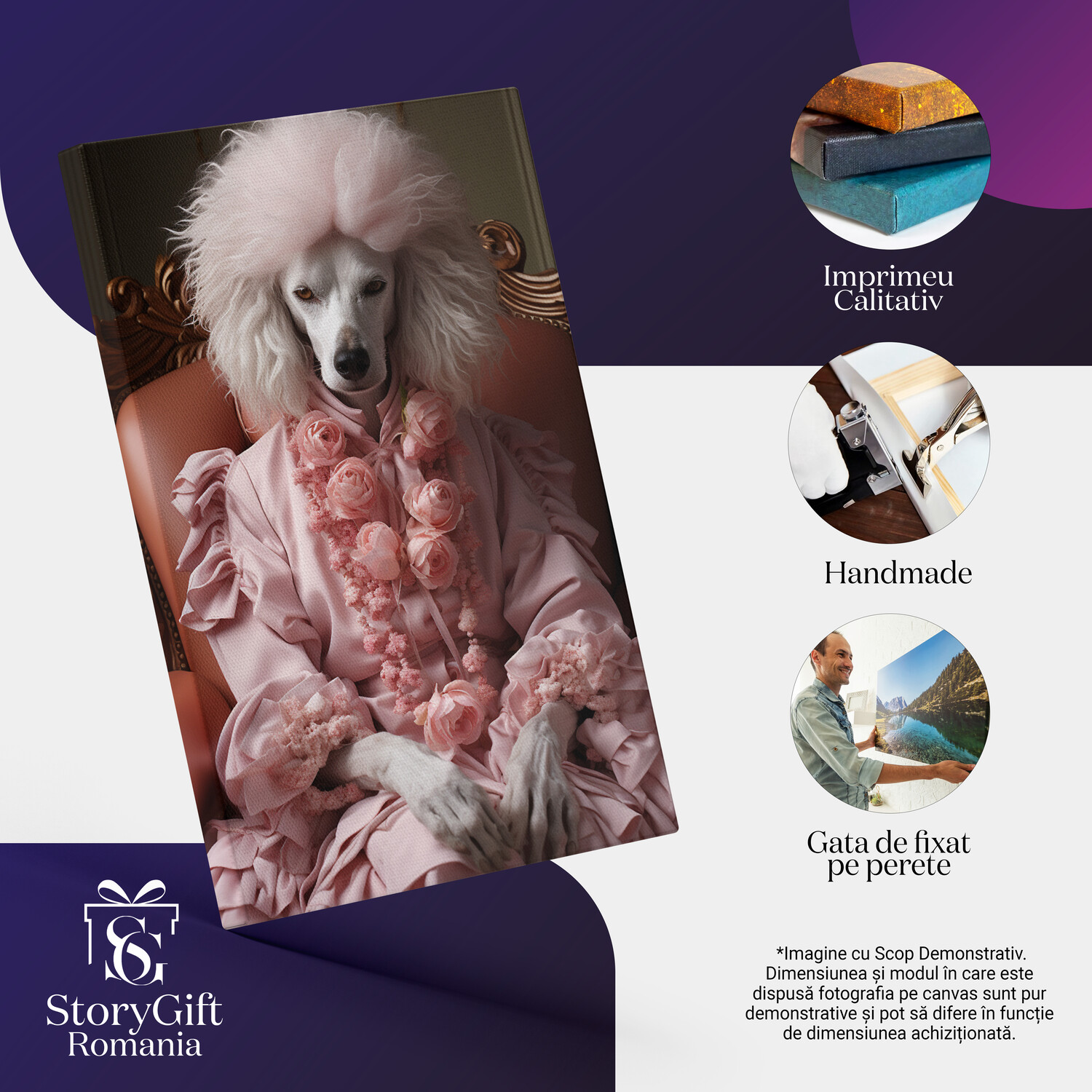 Tablou Canvas Cățelușă în Rochie de Modă Veche | Pictură Digitală, Marime 40x25CM [2]