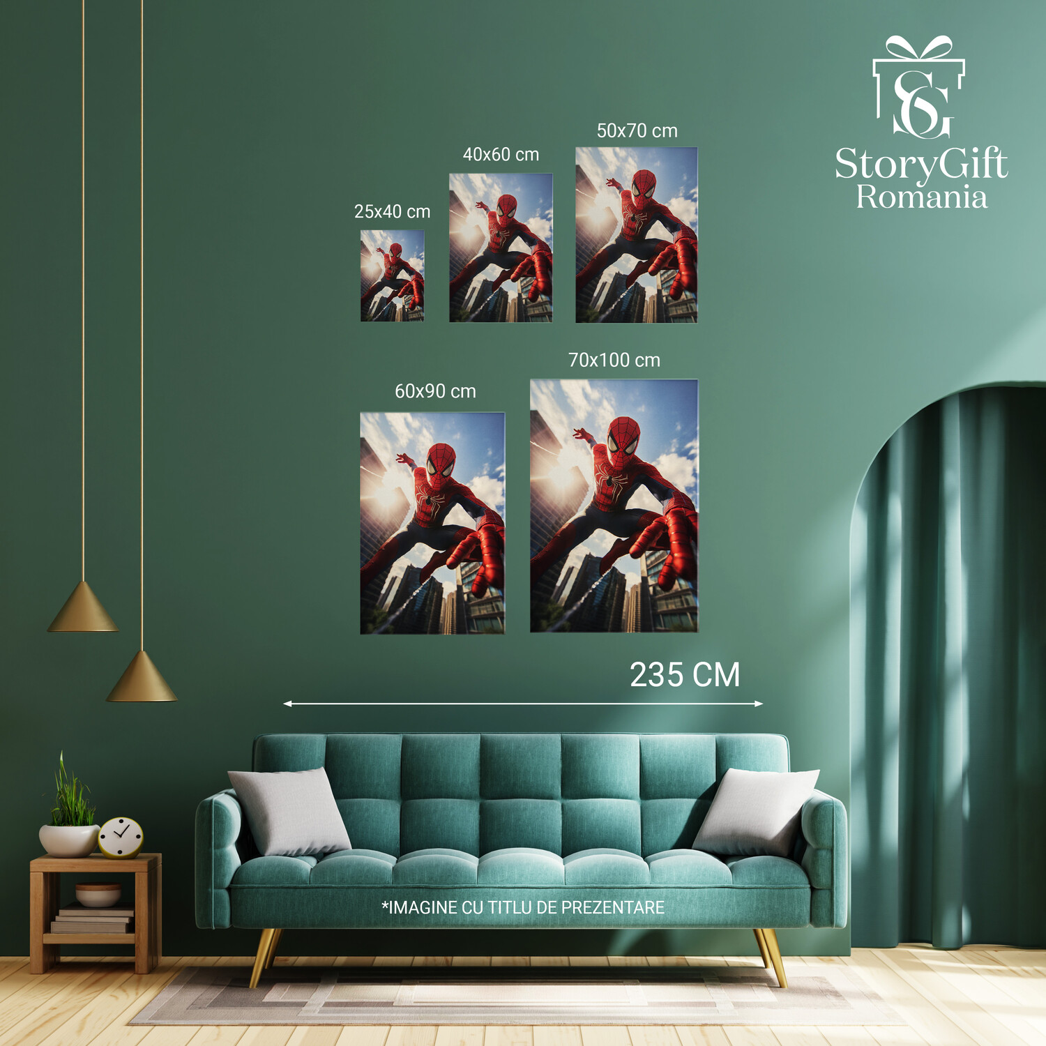 Tablou Canvas cu Portretul lui Spiderman în Săruturi între Zgârie-Nori, Marime 40x25CM [3]