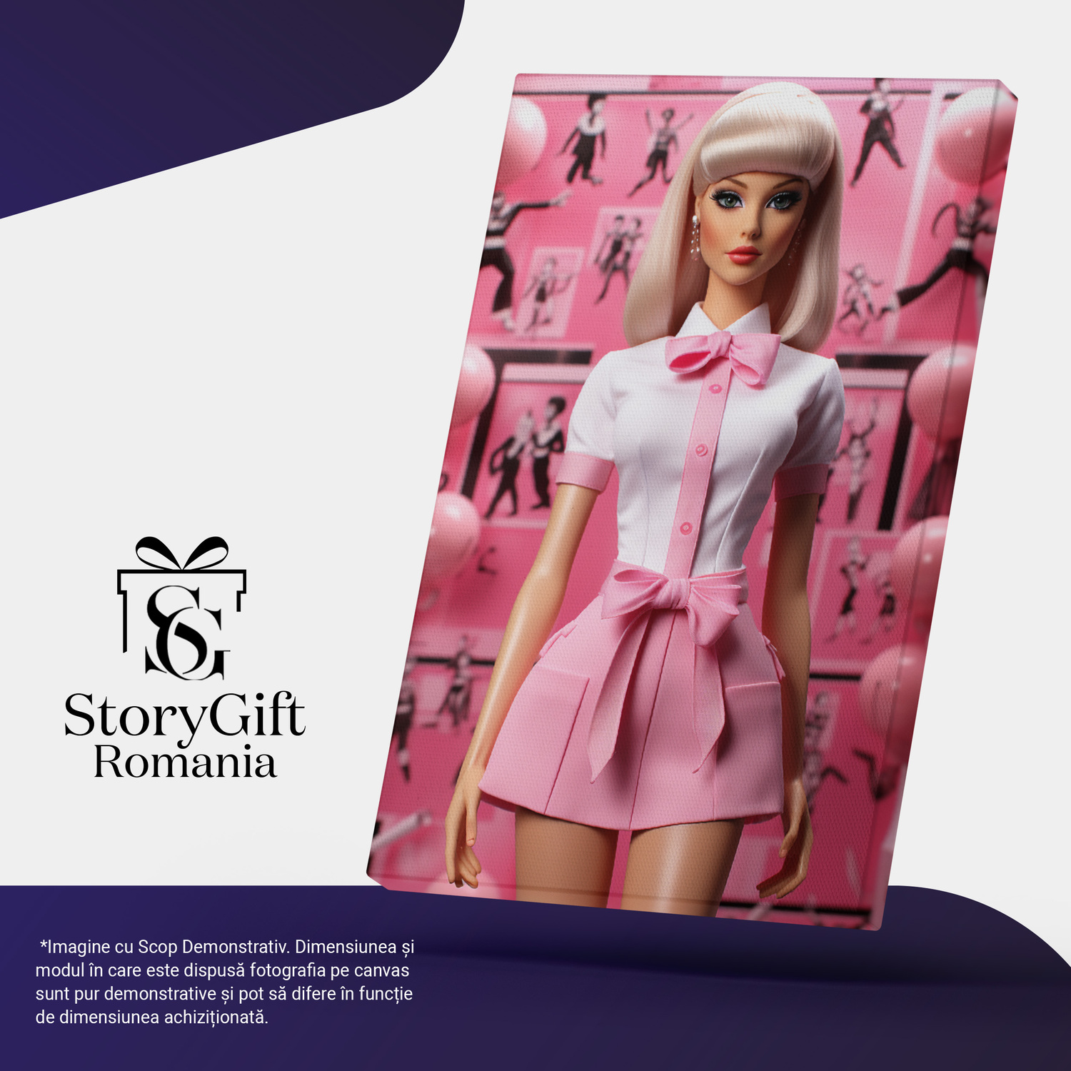 Tablou Canvas - Costumația Vie a Păpușii - Vestimentație Armonioasă în Fundal Asortat, Marime 40x25CM [4]