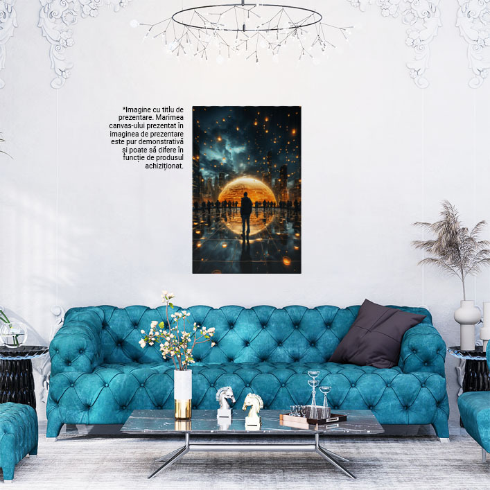 Tablou Canvas:  Oras al viitorului - grup de oameni sfere  Pictura Digitala 40x25CM [1]