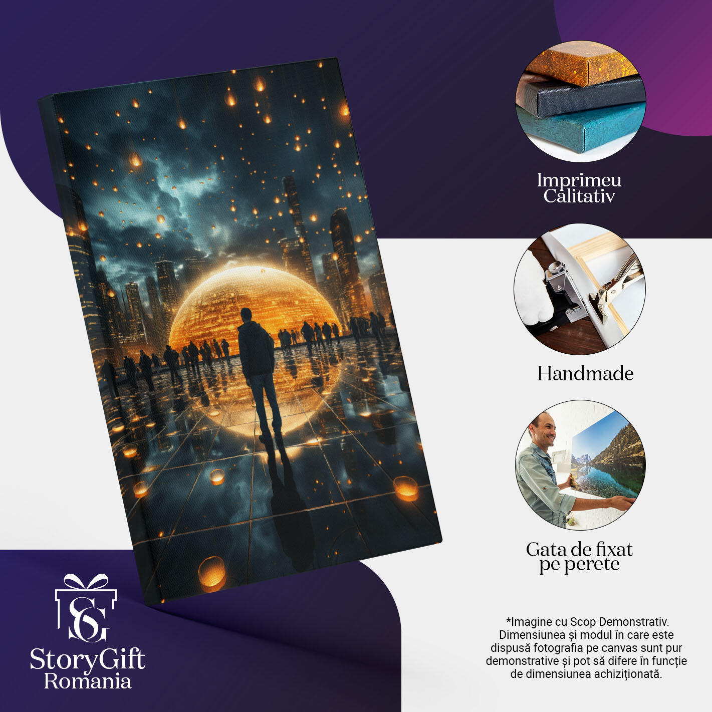 Tablou Canvas:  Oras al viitorului - grup de oameni sfere  Pictura Digitala 40x25CM [2]