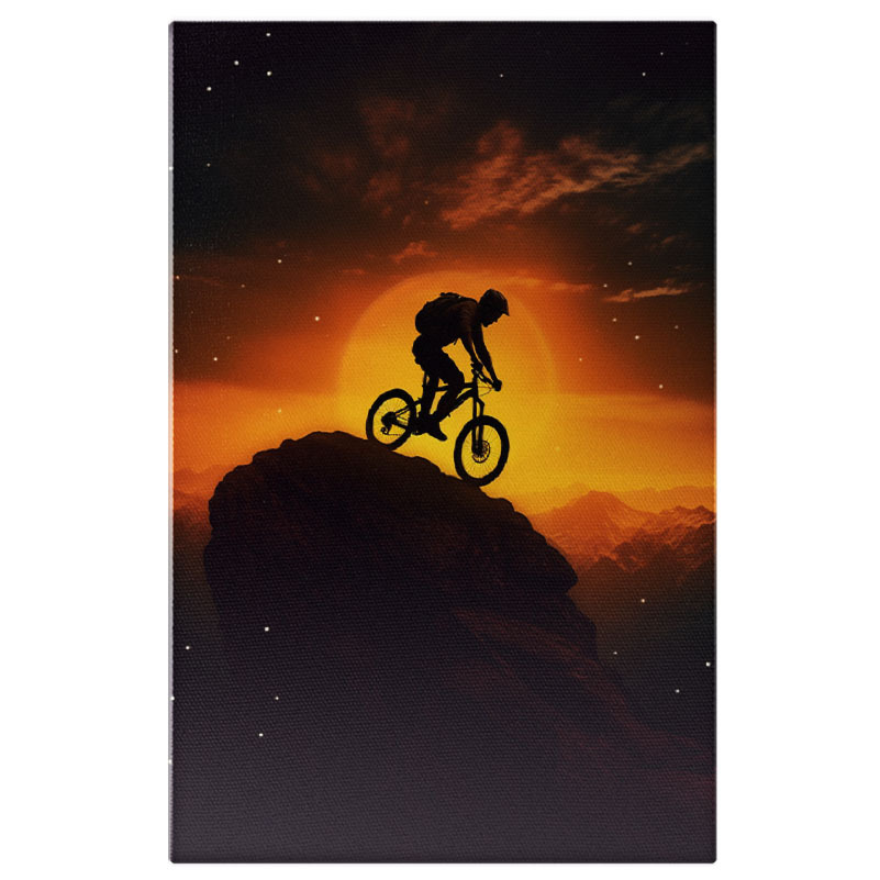 Abstract - Tablou Canvas:  Biciclist pe stanci - periculos pasiune Pictura Digitala 40x25CM