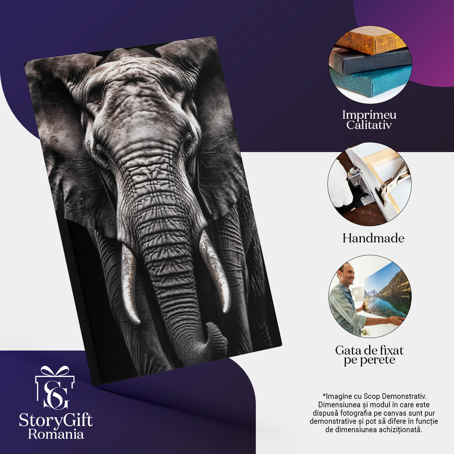 Tablou Canvas:  Fotografie cu un elefant - dramatic tristete Pictura Digitala 40x25CM [2]