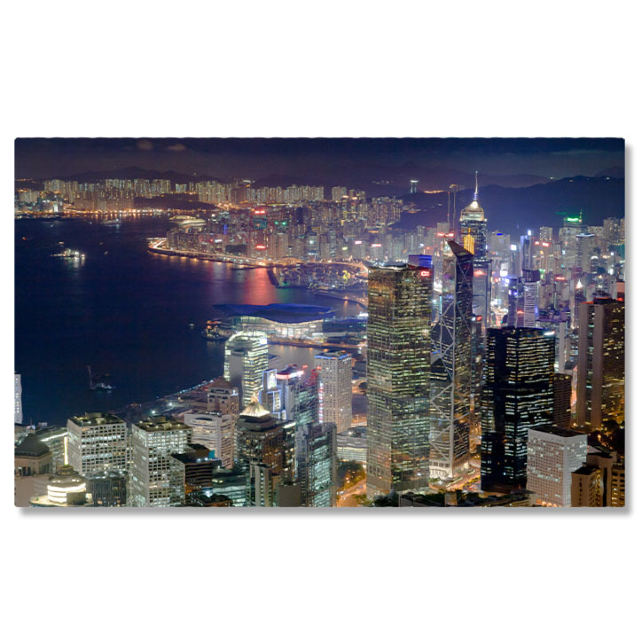 Oraș - Tablou Canvas Linia Orizontului Hong Kong la Amurg, IFC Tower, Hong Kong, orizont, amurg 2395 40x25CM