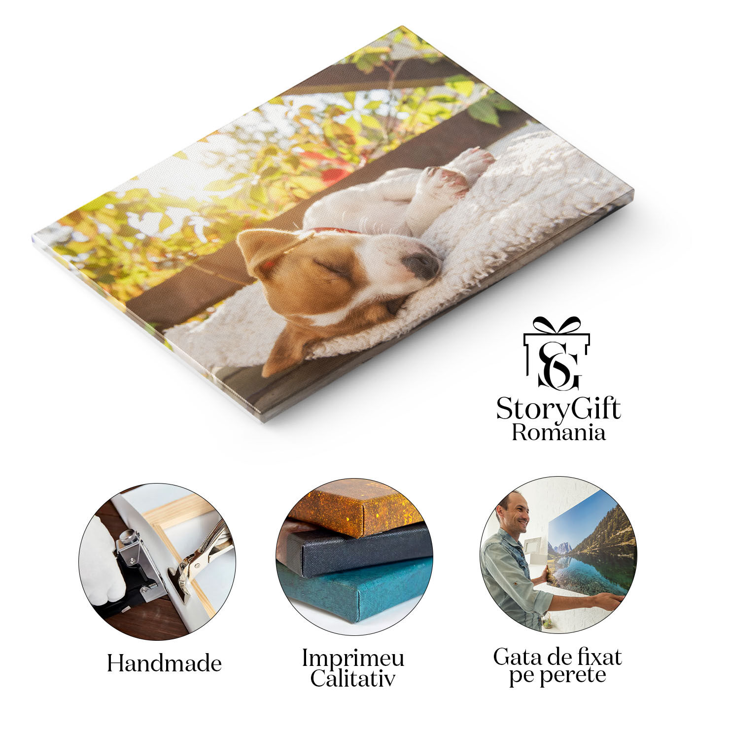 Tablou Canvas Jack Russell Terrier la Semineu, dog, fireplace, hygge, warm, home 2548 40x25CM [1]