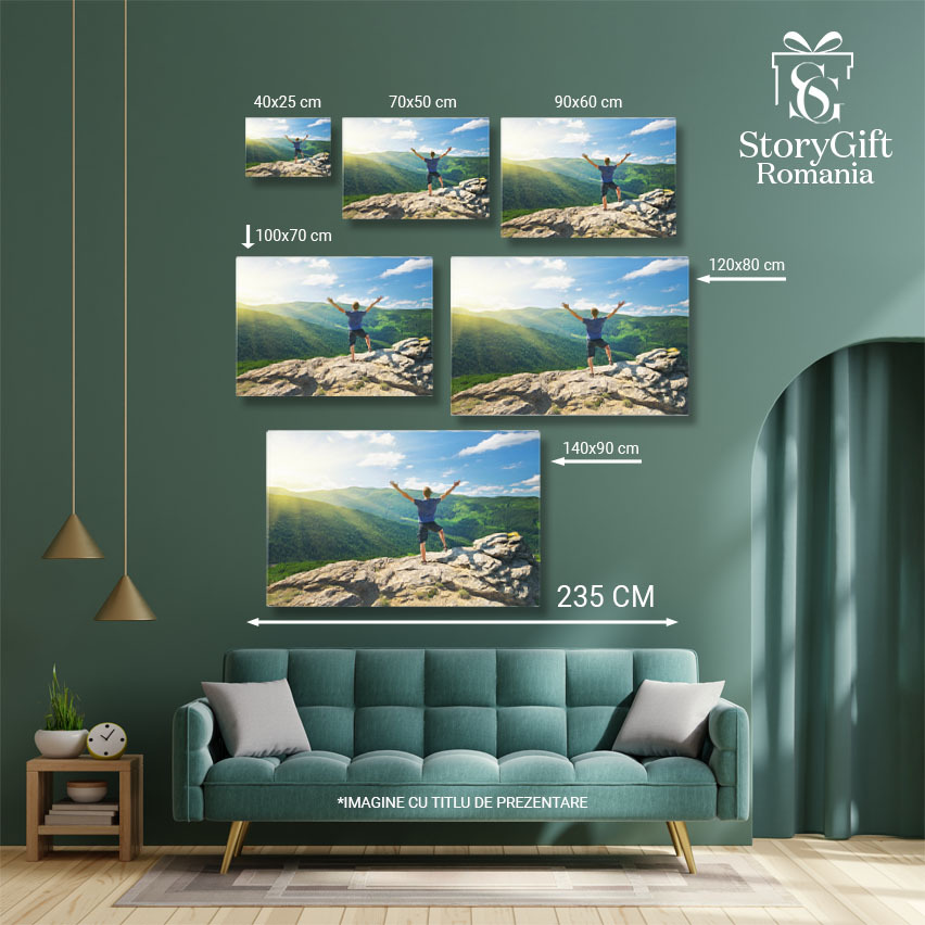 Tablou Canvas Silueta Om pe Varful Muntelui, Top, Munte, Putere, Catarare, Soare, Excursie, Hiking 2900 40x25CM [4]