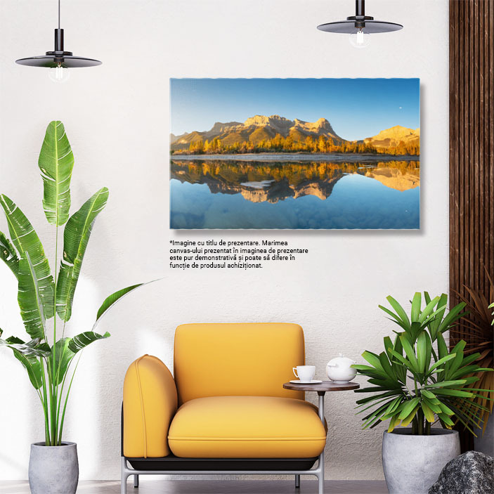 Tablou Canvas Peisaj Montan la Rasarit, Raze de Soare intr-o Vale, Lac, Padure 3119 40x25CM [2]