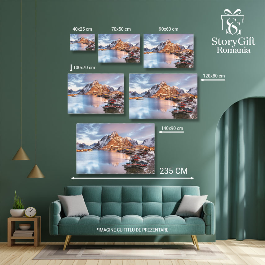 Tablou Canvas Case in Insulele Lofoten, Norvegia, Peisaj Nordic, Rorbu, Fjord, Maritim 3374 40x25CM [4]