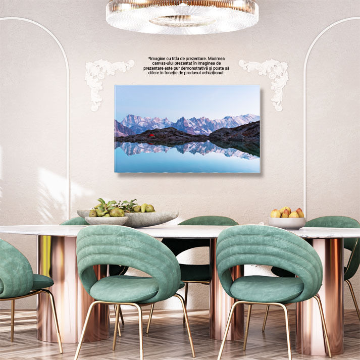 Tablou Canvas Peisaj Lac Blanc cu Cort Rosu, munte, natura, calatorie, peisaj, Franta, Alpi 3719 40x25CM [2]