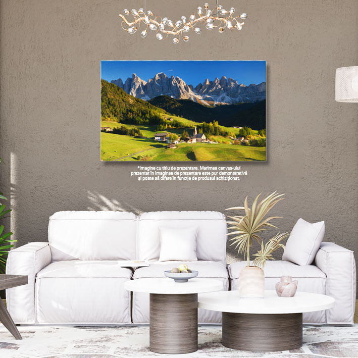 Tablou Canvas Santa Maddalena in Val di Funes, peisaj muntos, calatorie, ferma. 3874 40x25CM [2]
