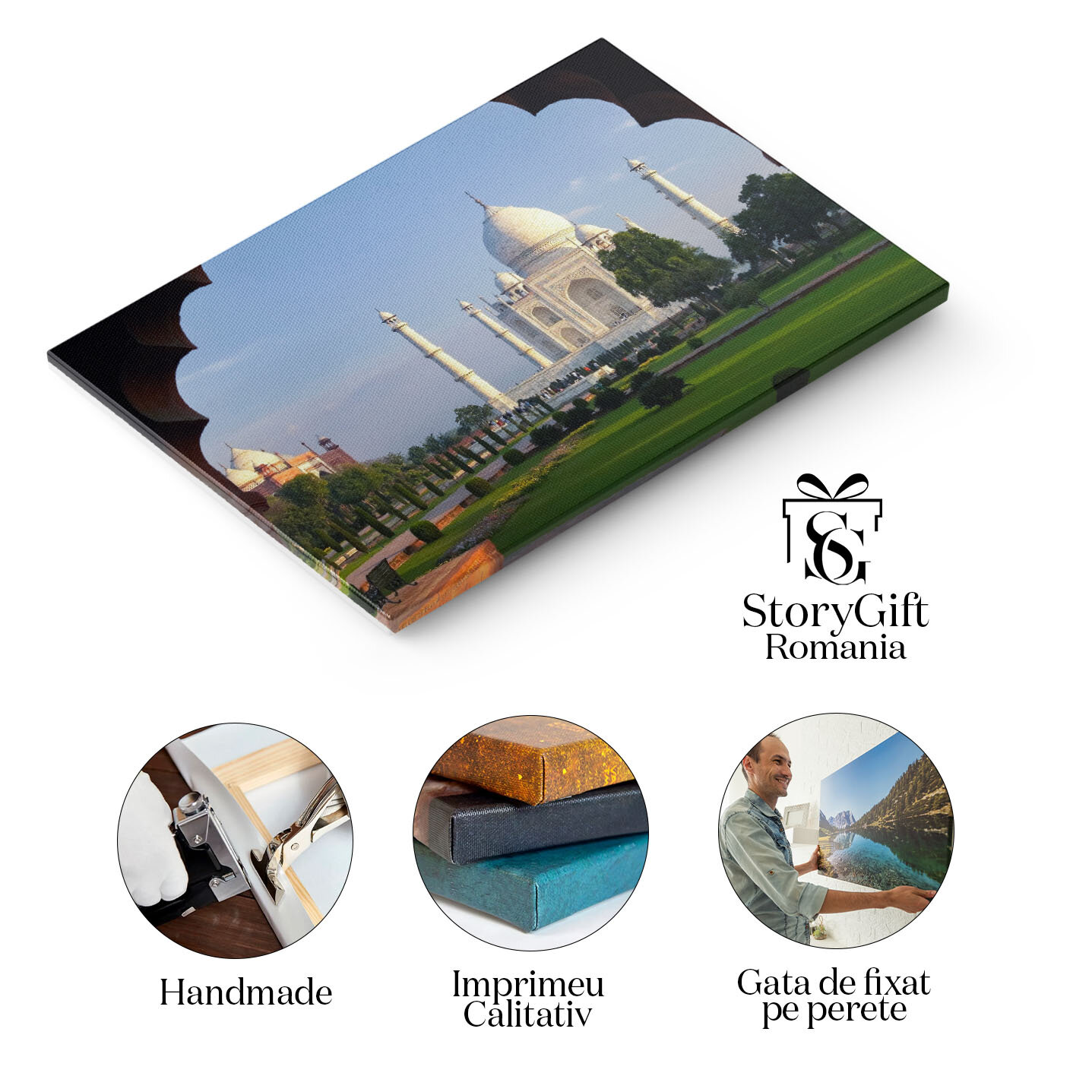 Tablou Canvas Vedere Iconica a Taj Mahal din Agra, India, UNESCO, India, Agra, turism, arhitectura 4429 40x25CM [1]