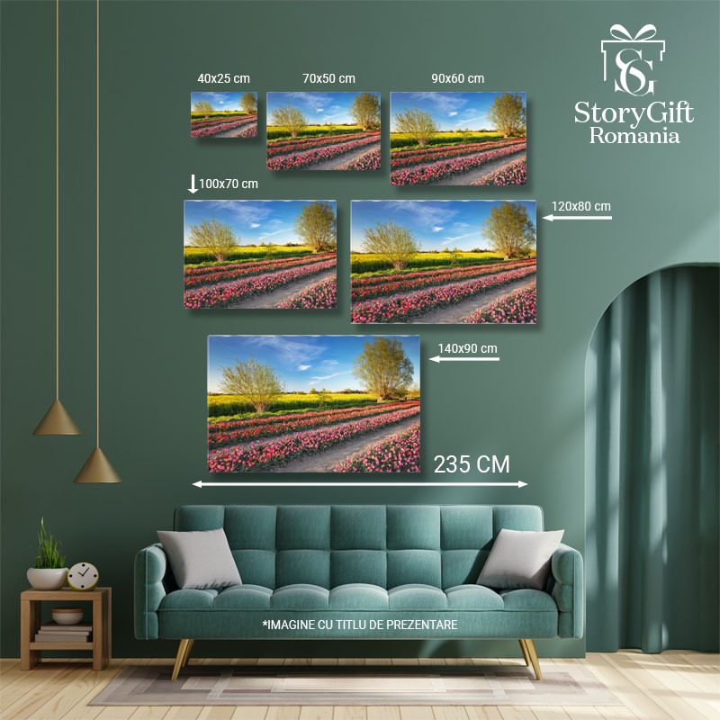Tablou Canvas Camp de Lalele in Bloom la Apus, primavara, peisaj, flori, agricultura, natura 4838 40x25CM [4]