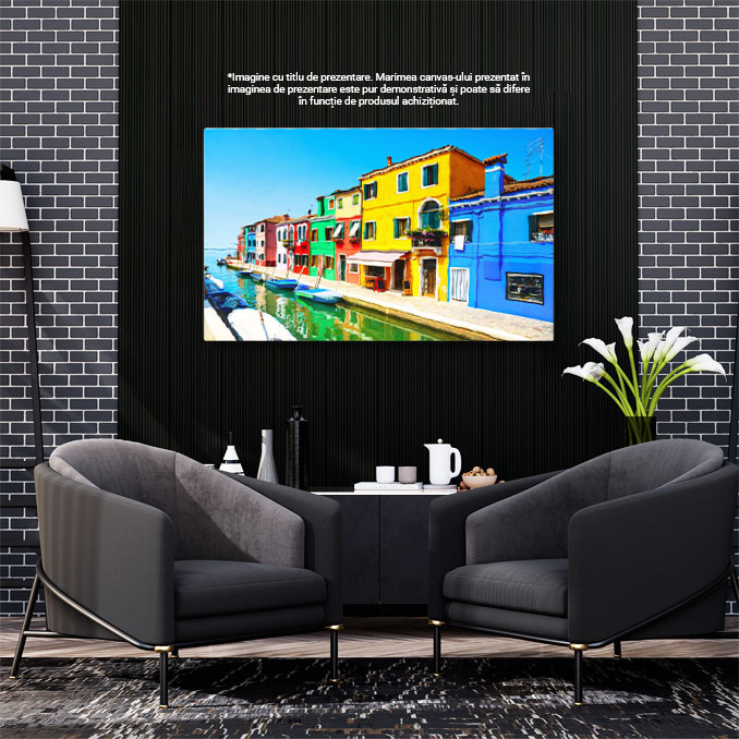 Tablou Canvas Insula Burano: Canal, Case Colorate, Strada, Venetia, Burano, calatorie, arhitectura 4960 40x25CM [2]