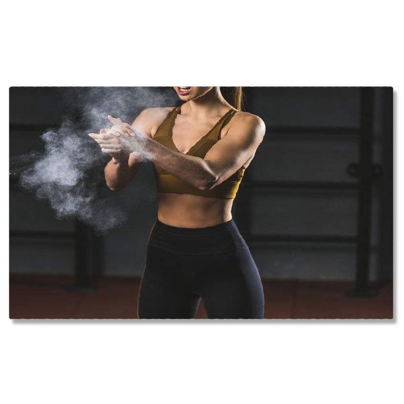 Sport - Tablou Canvas - Determinarea si forta: antrenament cu halterele - athletic, female, barbell 40x25CM