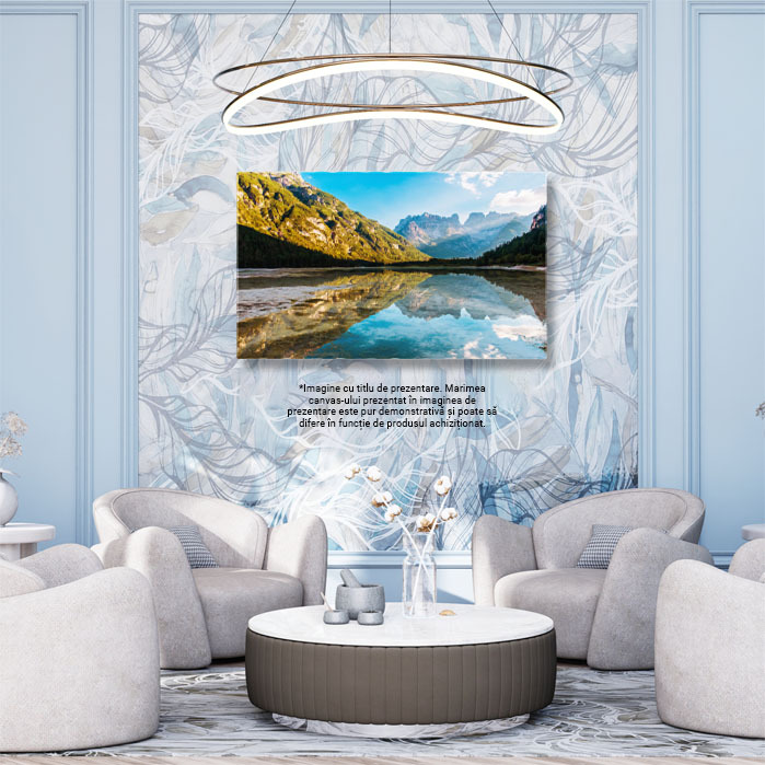 Tablou Canvas Peisaj Frumos in Dolomiti, Lago di Landro Lacuri Alpine si Varfuri Impunatoare in Inima Naturii 40x25CM [2]