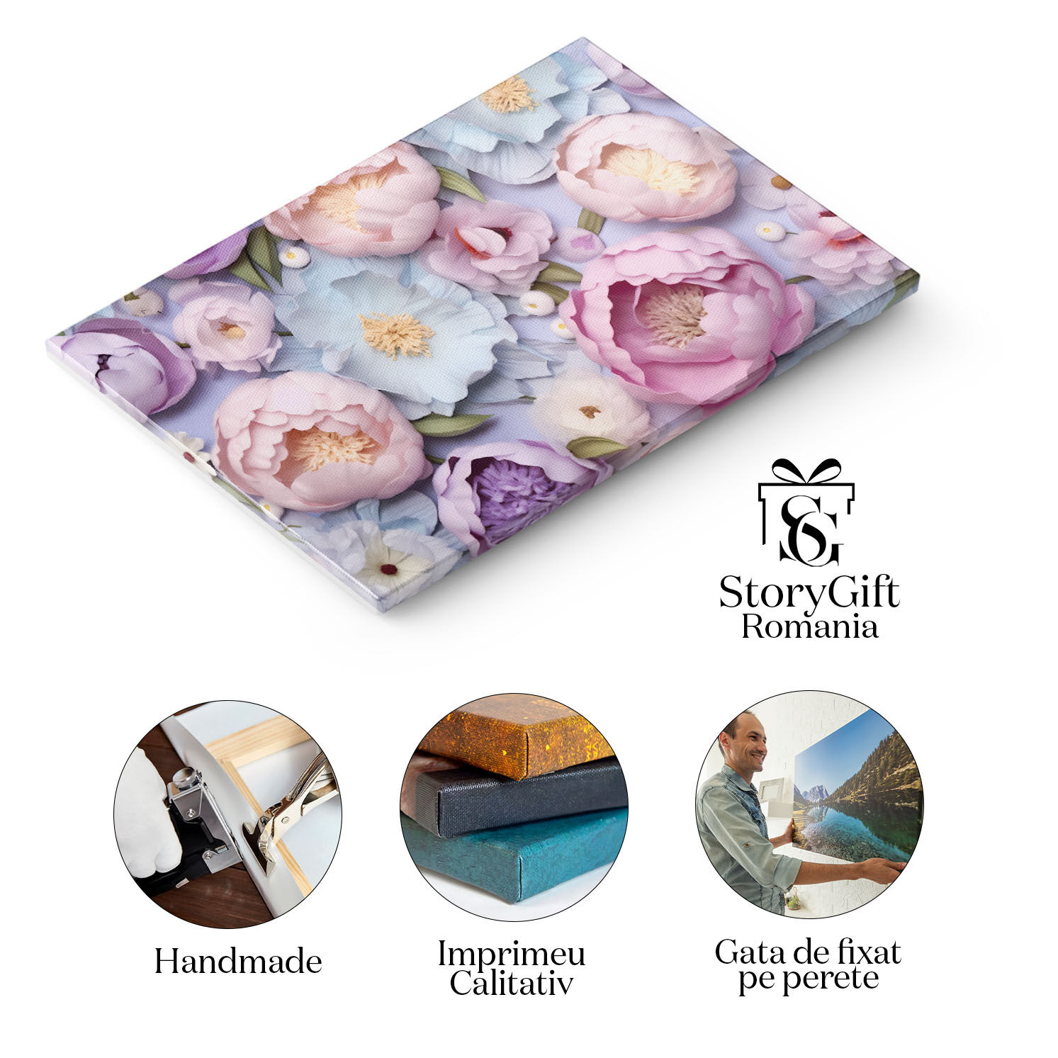 Tablou Canvas: Rezultatul creativității, flori din hârtie - Eleganță florală 40x25CM [1]