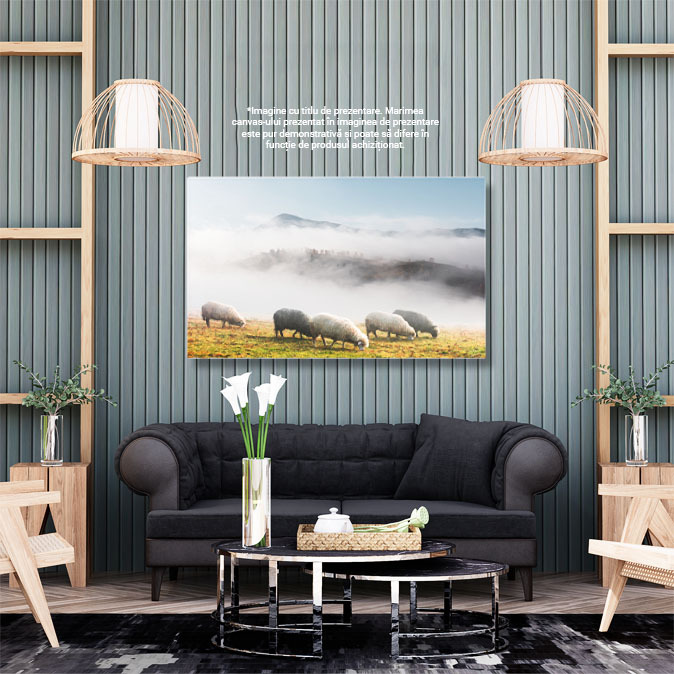 Tablou Canvas - Oi in munte pe ceata: sheeps, foggy, mountain, nature 40x25CM [2]