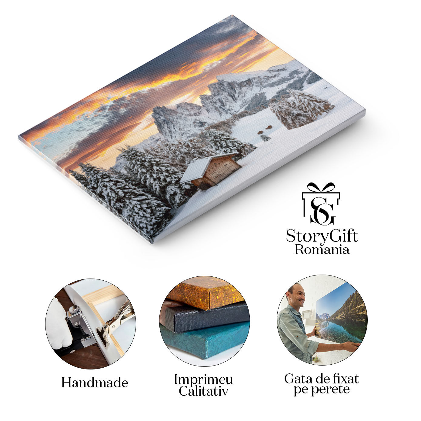 Tablou Canvas Peisaje de iarna in Dolomiti: zapada si munti, farmec hibernal 40x25CM [1]