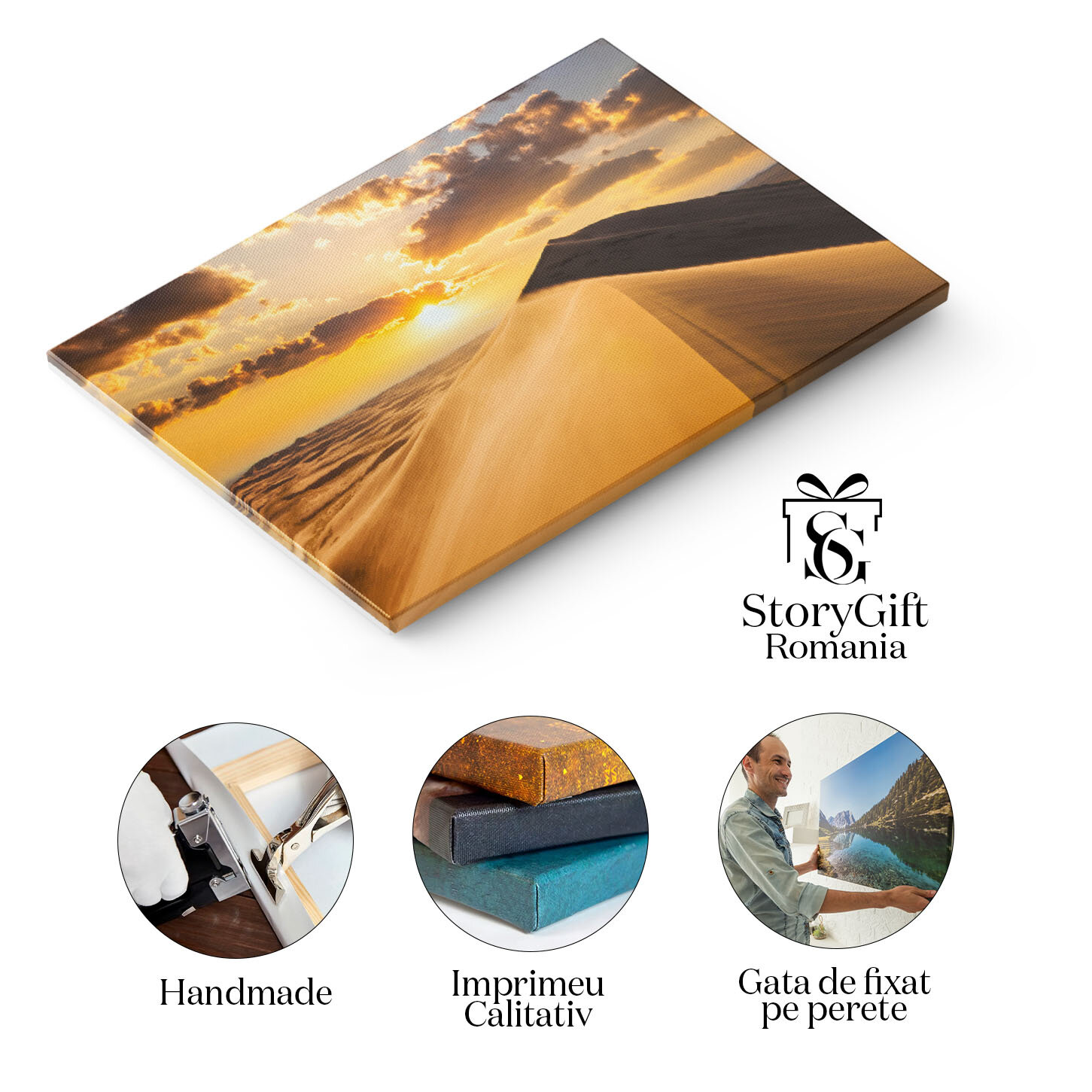 Tablou Canvas: Desertul Sahara - Culori de Soare in Dune 40x25CM [1]