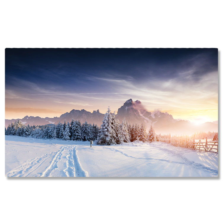 Păduri - Tablou Canvas - Iarna in Muntii impaduriti - Drumuri Albe si Zapada in Toata Regula 40x25CM