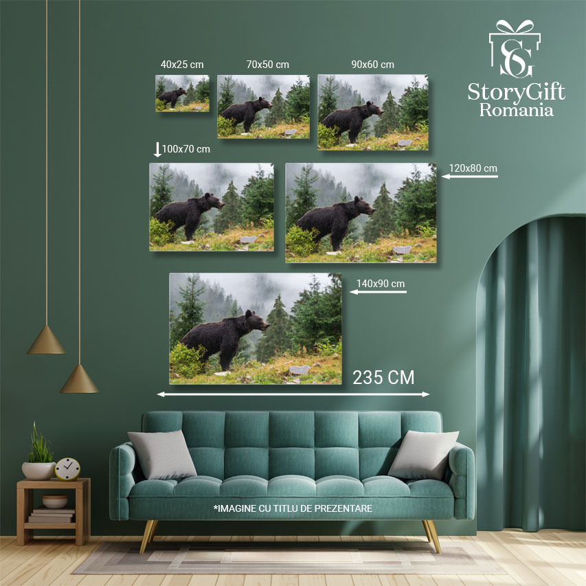 Tablou Canvas - Padurea Taigalei: Peisajul Minunat al Nordului, insotit de Maretia Ursului Grizzly 40x25CM [4]