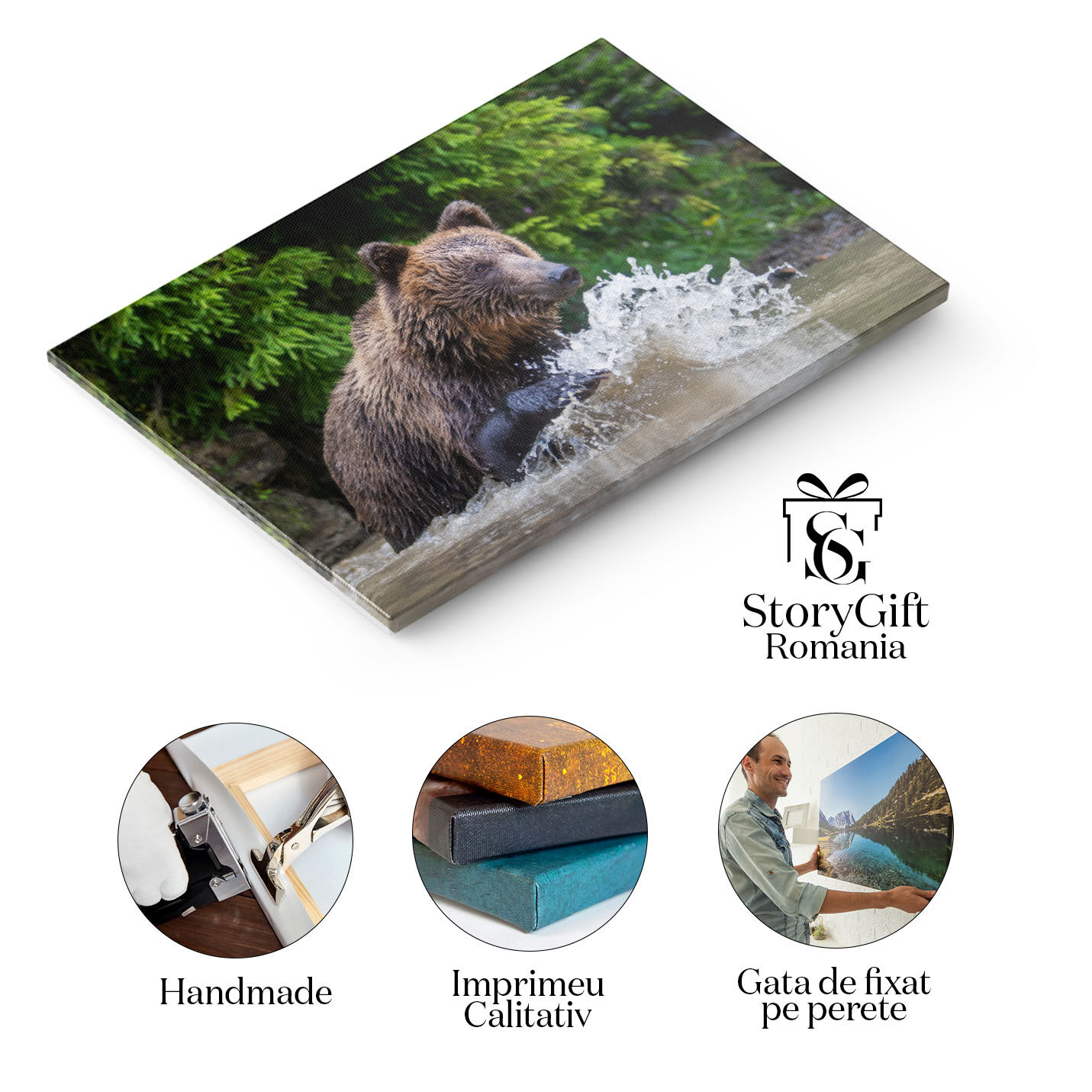 Tablou Canvas - intalnire cu Ursii Grizzly: Imagini Uimitoare in Mijlocul Taigalei, Detalii Fascinante ale Naturii 40x25CM [1]