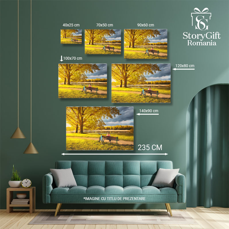 Tablou Canvas - Bicicleta in Toamna: Relaxare la Lacul de Parc 40x25CM [4]