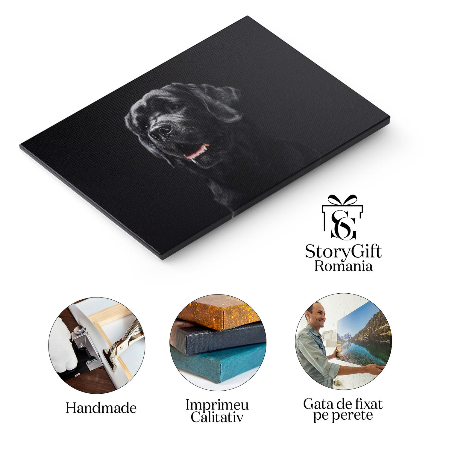 Tablou Canvas - Retriever Pufos, Portret Close-Up si Veselie Canina 40x25CM [1]