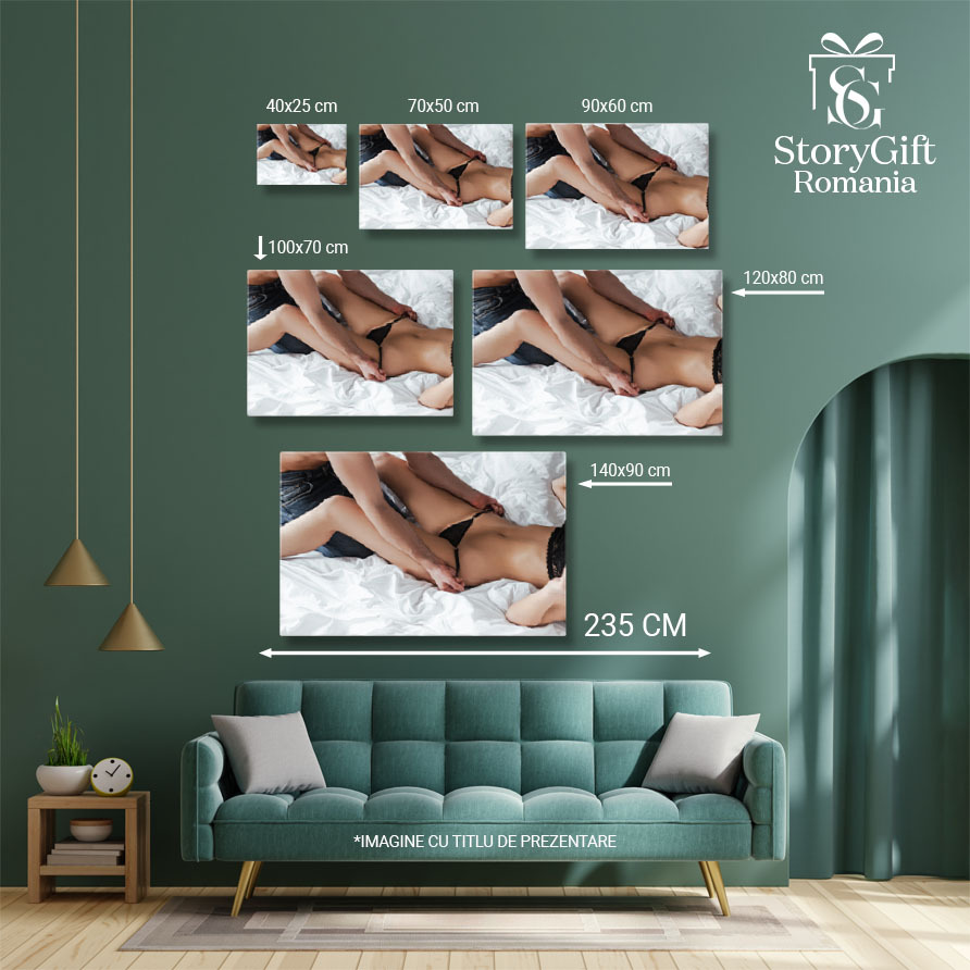 Tablou Canvas - Senzualitate in BDSM: Eleganta in Lenjerie si Catuse 40x25CM [4]