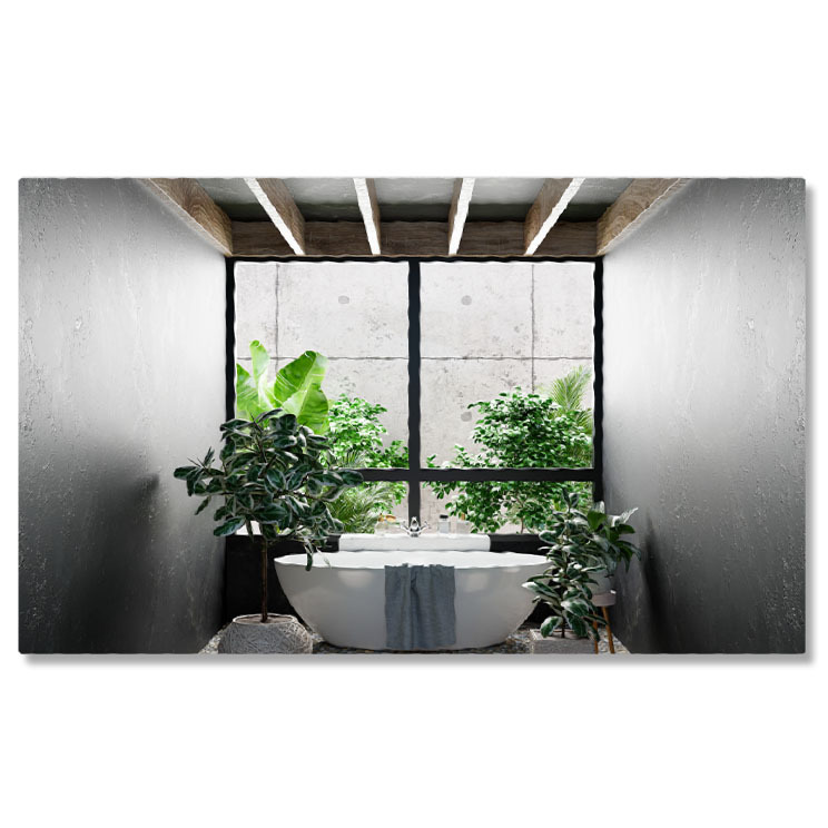 Abstract - Tablou Canvas - Baie luminoasa, accente marron, design contemporan: bathroom, bright, decor, fashionable 40x25CM