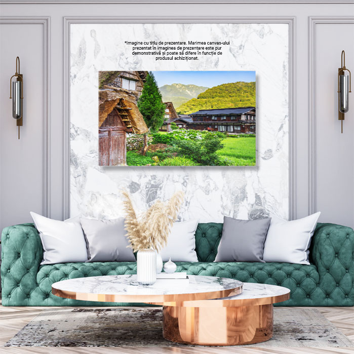 Tablou Canvas - Vara in Shirakawa: summertime, rice, rural, gifu, gassho, japanese 40x25CM [2]